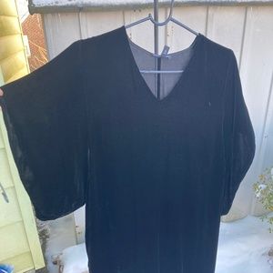 Eileen Fisher Black Velvet Batwing Mini Dress (M)